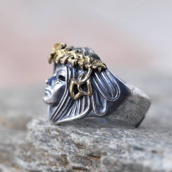 Thorn Crown Goddess Face Ring