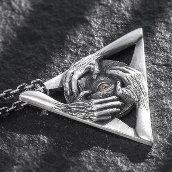 Triangular Hands Eye Pendant Necklace