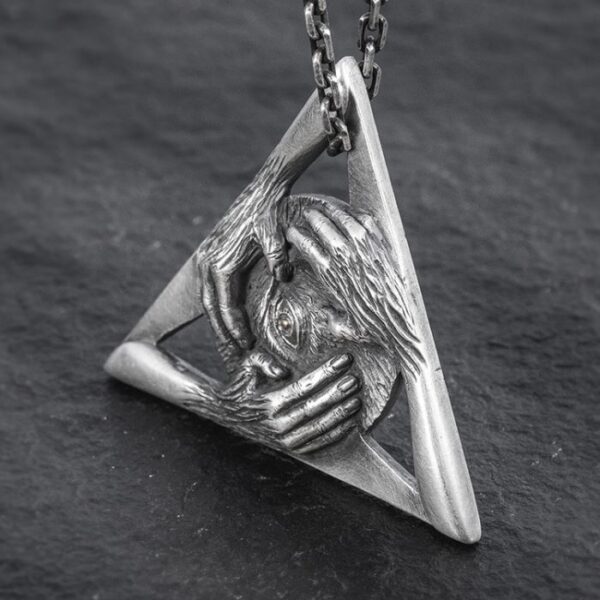 Triangular Hands Eye Pendant Necklace