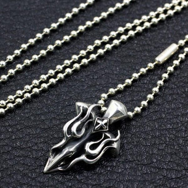 Bloody Mary Flame Cross Pendant Necklace