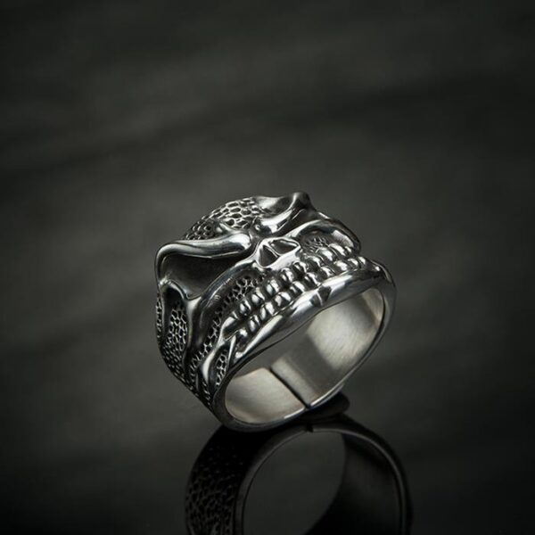 Fine Silver Hot Head Skull Ring