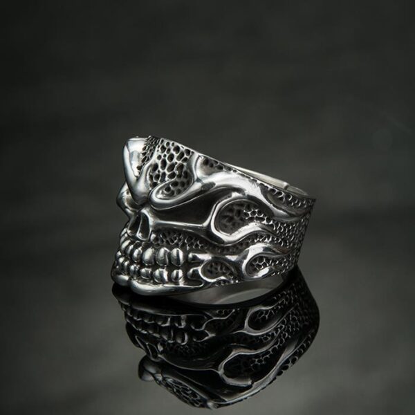 Fine Silver Hot Head Skull Ring