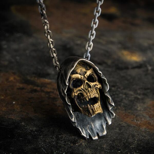 Reaper Vampire Skull Pendant Necklace