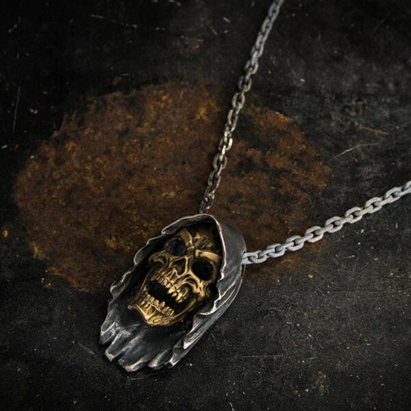 Reaper Vampire Skull Pendant Necklace