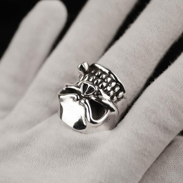 Fine Silver Skull Ring With Cigar