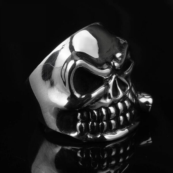 Fine Silver Skull Ring With Cigar