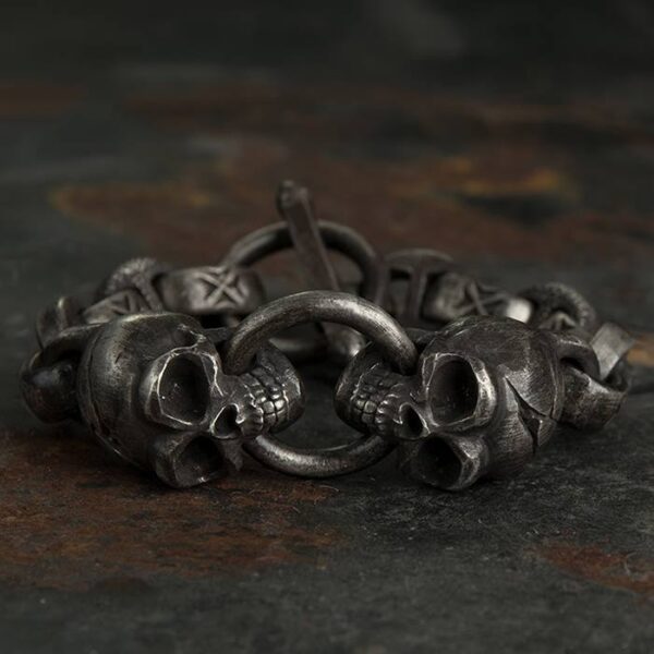 Heavy Wide Skull Bracelet