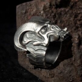 Silver Satan Goat Skull Ring