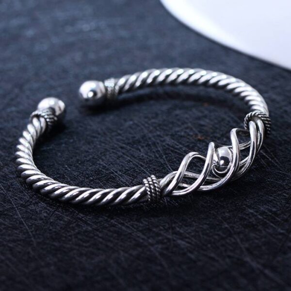 Sterling Silver Cable Open Bangle