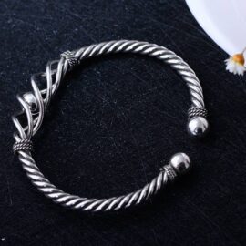 Sterling Silver Cable Open Bangle