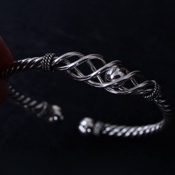 Sterling Silver Cable Open Bangle