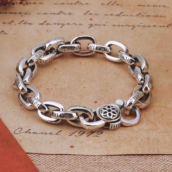 Silver Sakura Oval Links Bracelet