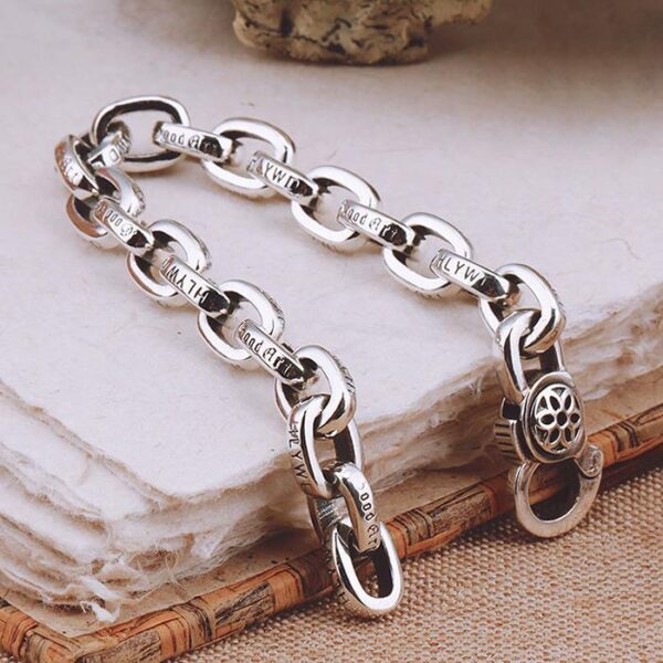 Silver Sakura Oval Links Bracelet