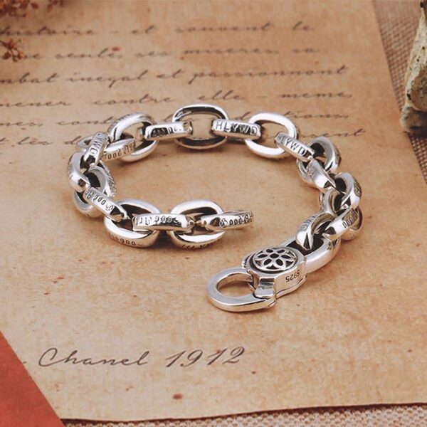 Silver Sakura Oval Links Bracelet