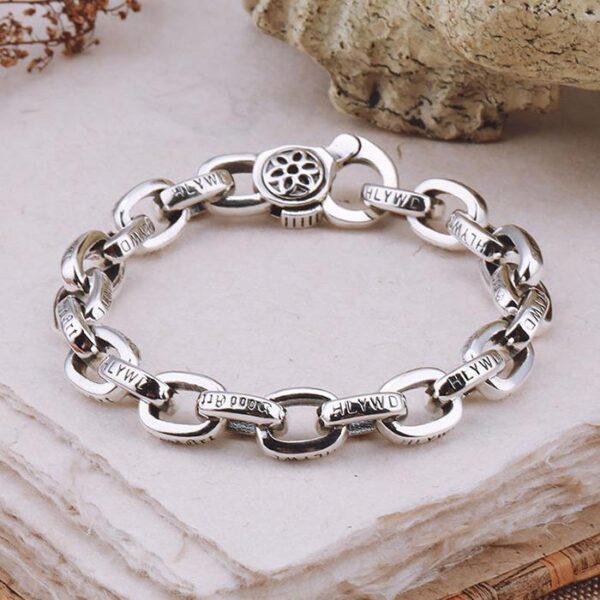 Silver Sakura Oval Links Bracelet