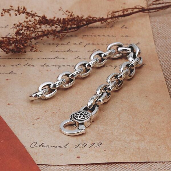 Silver Sakura Oval Links Bracelet