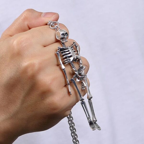 Silver Skeleton Pendant Necklace