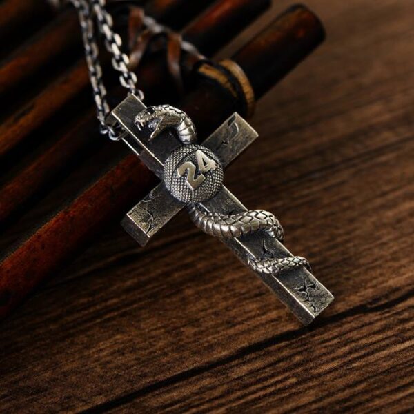 Silver Snake Cross Necklace