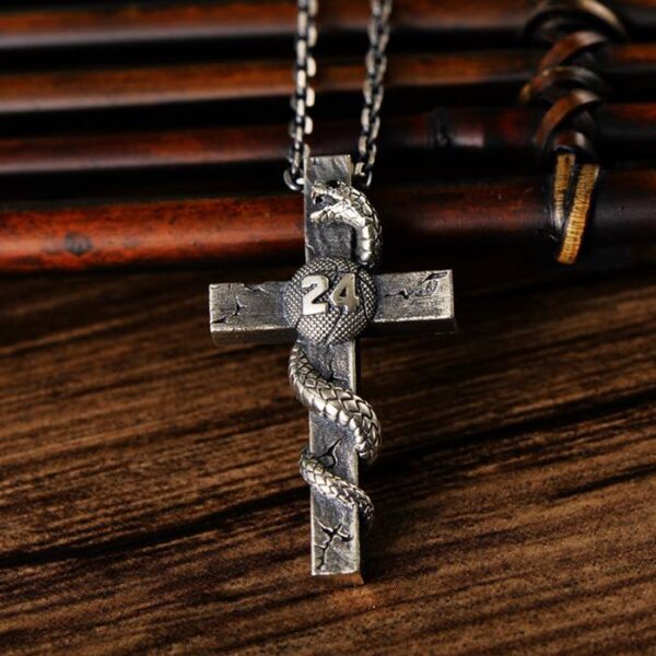 Silver Snake Cross Necklace