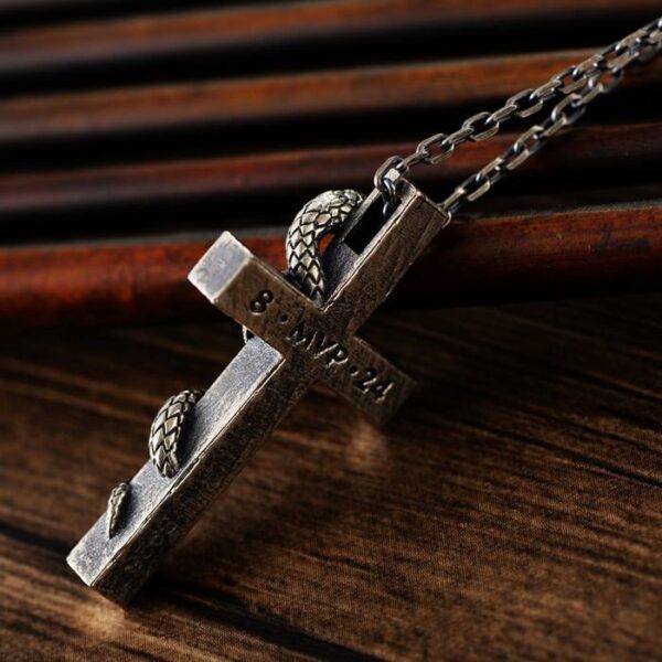 Silver Snake Cross Necklace