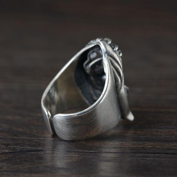 Sterling Sliver Mask Hood Skull Ring