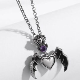 Crown Heart Wing Necklace