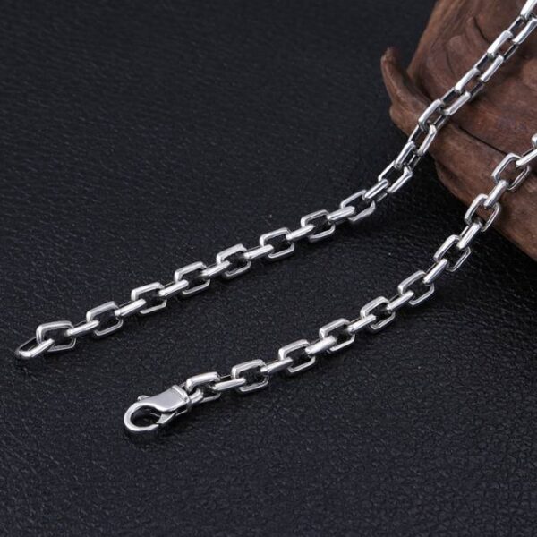 Mens Sterling Silver Wide Rectangle Links Chain