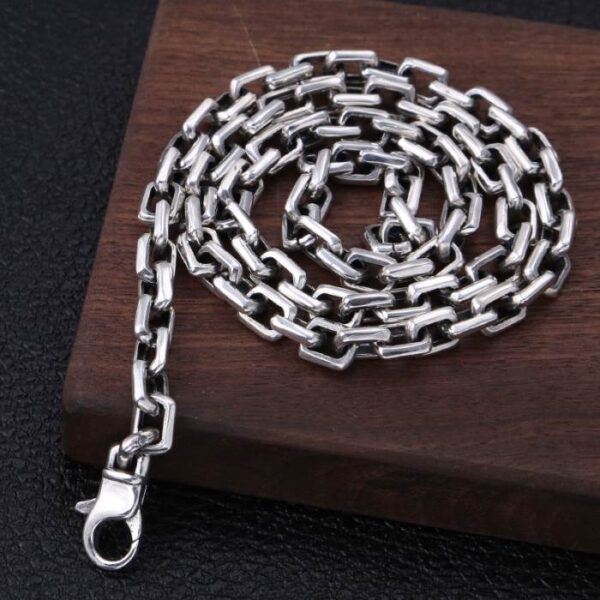 Mens Sterling Silver Wide Rectangle Links Chain
