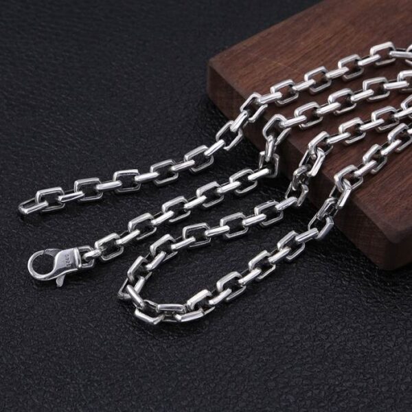 Mens Sterling Silver Wide Rectangle Links Chain