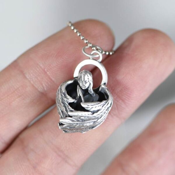 Sterling Silver Angel Wing Pendant Necklace