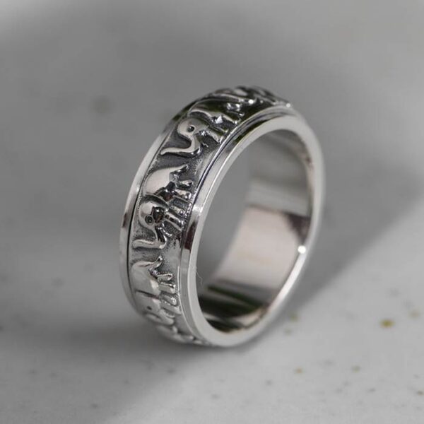 Sterling Silver Elephants Spinner Ring