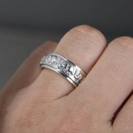 Sterling Silver Elephants Spinner Ring
