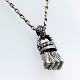Sterling Silver Fist Pendant Necklace