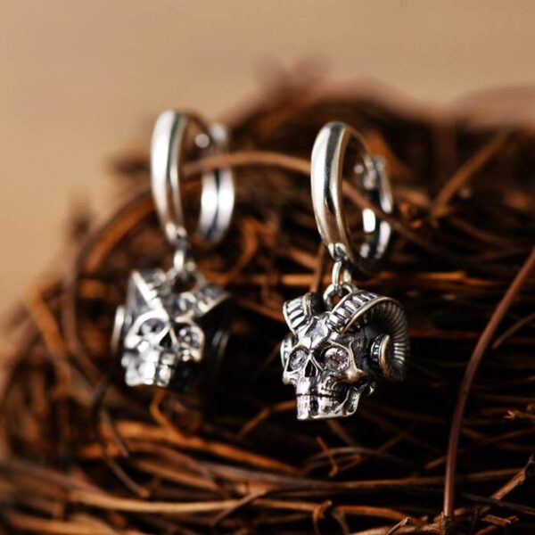 Baphomet Skull Drop Earrings