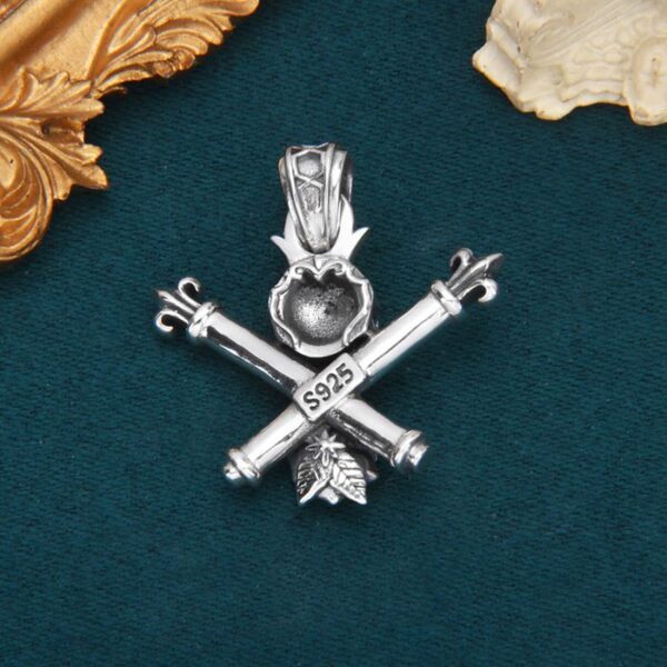Silver Fleur De Lis Cross Skull Pendant Necklace