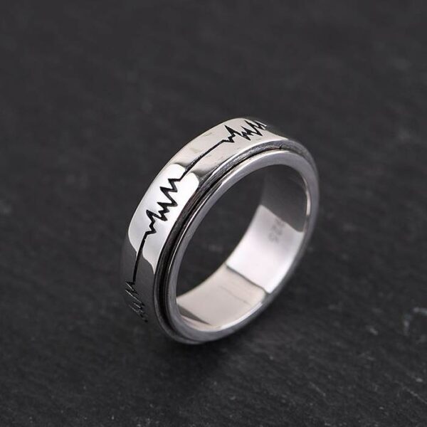 Silver Heartbeat Spinner Ring