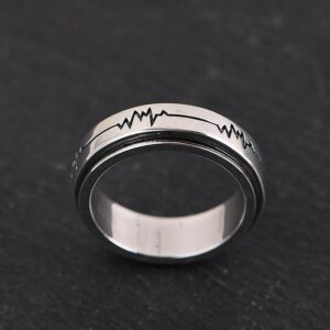 Silver Heartbeat Spinner Ring