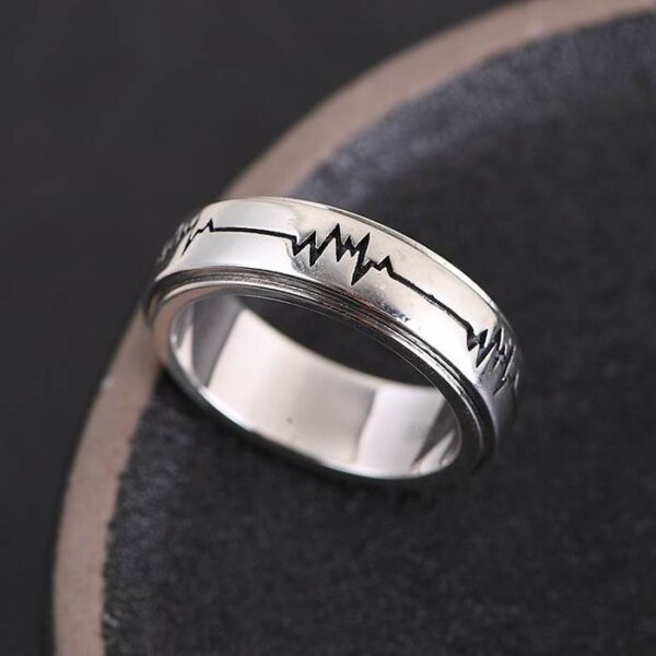 Silver Heartbeat Spinner Ring