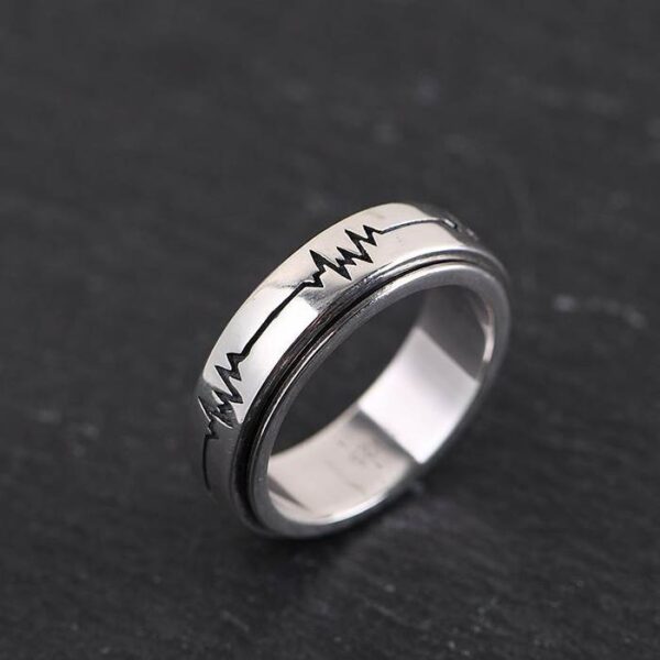 Silver Heartbeat Spinner Ring