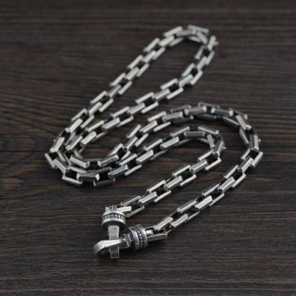 Silver Heavy Square Links Chain Necklace