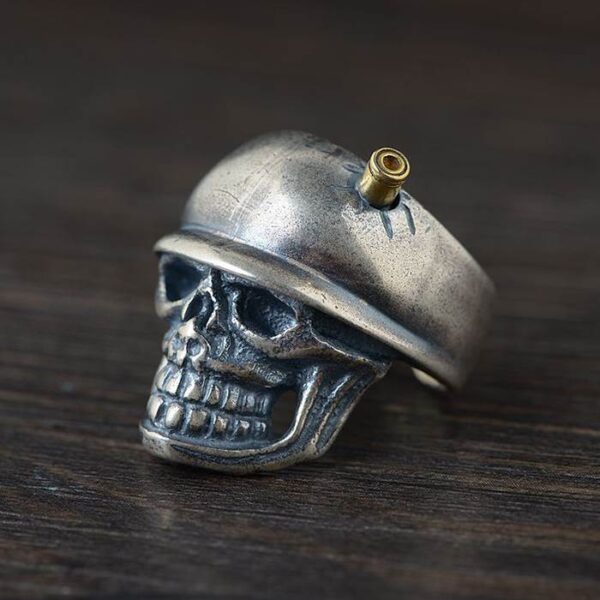 Silver Military Skull Army Adjustable Ring