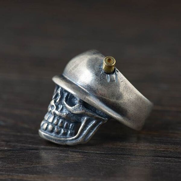 Silver Military Skull Army Adjustable Ring