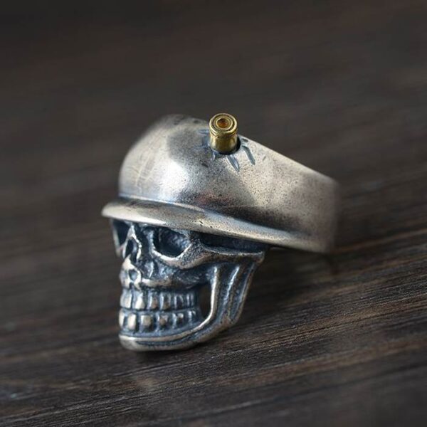 Silver Military Skull Army Adjustable Ring