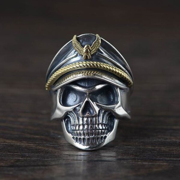 Silver Military Skull Army Ring