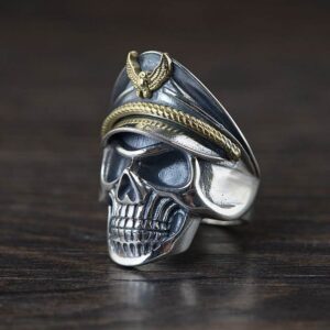 Silver Military Skull Army Ring