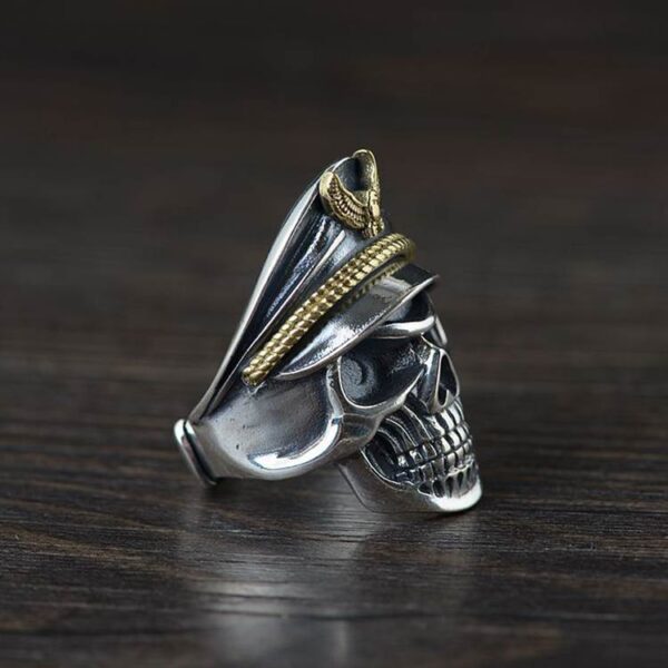 Silver Military Skull Army Ring