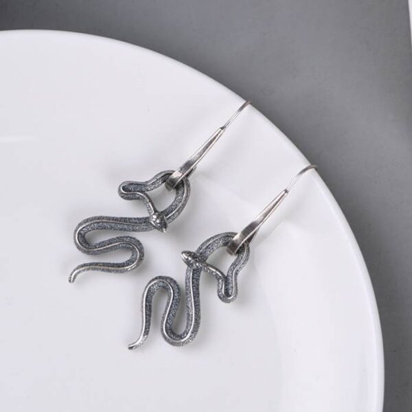 Silver Snake Drop Earrings