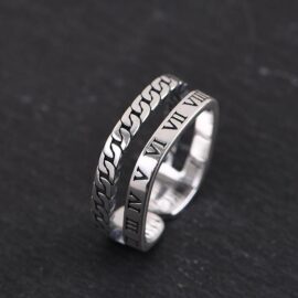 Silver Square Roman Numeral Ring