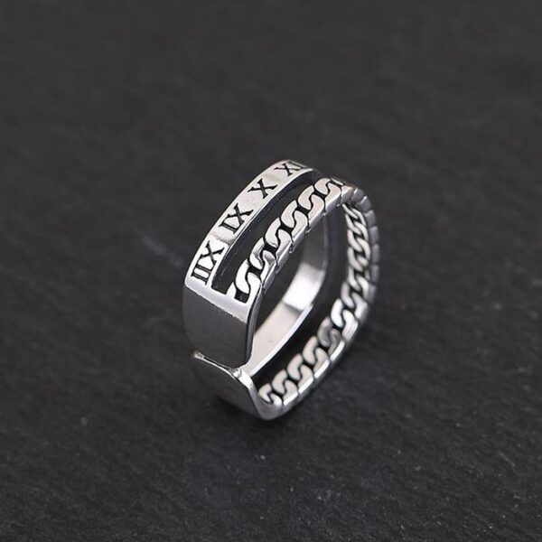 Silver Square Roman Numeral Ring