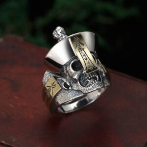 Silver Vampire Skull Adjustable Ring